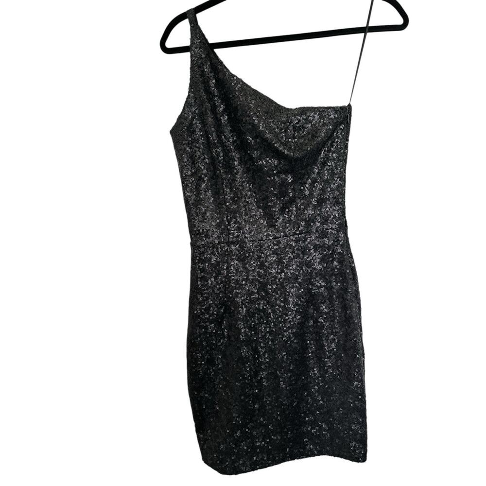 Stunning Black Sequin One-Shoulder Bodycon Mini Dress Perfect for Party/NYE SZ S - Picture 2 of 8